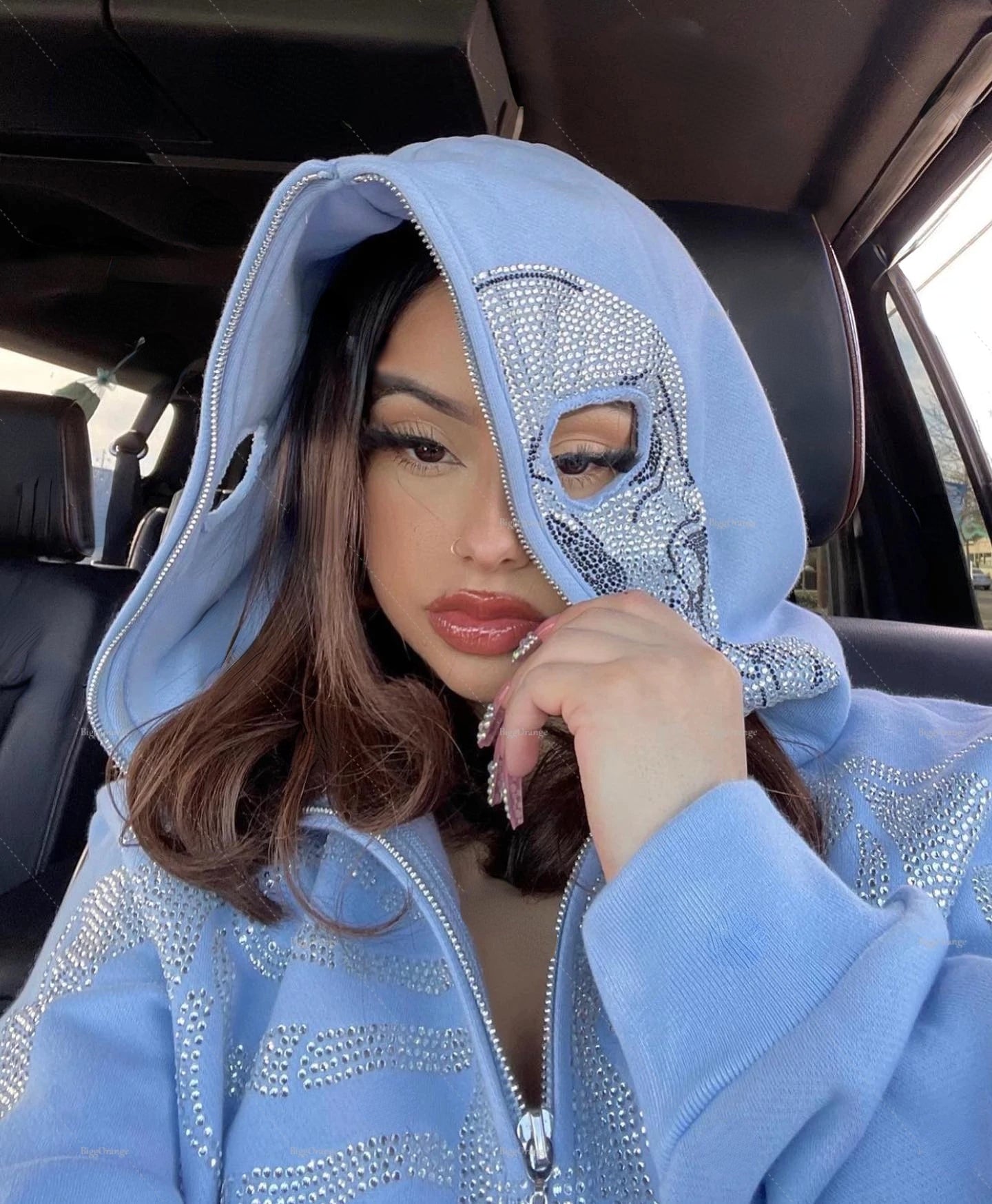 Skull Sparkle Oversized Hoodie